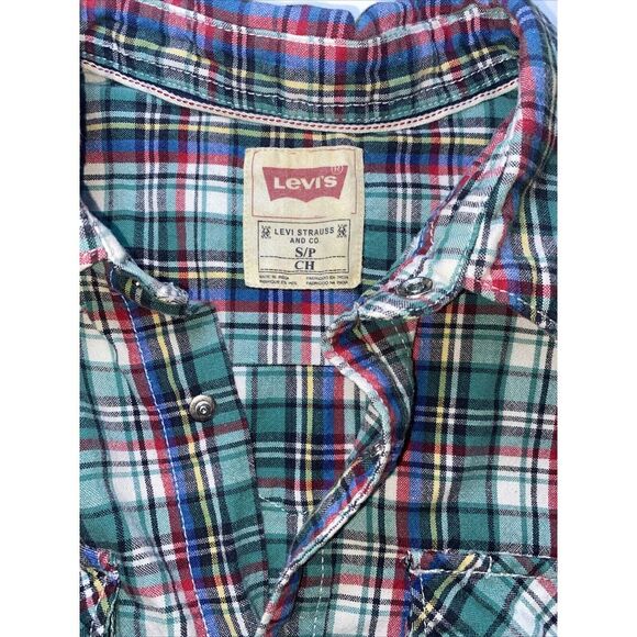 Vintage Inspired Levi's Pearl Snap Button Up Plaid ShirtTeach Peace Small - Picture 6 of 7